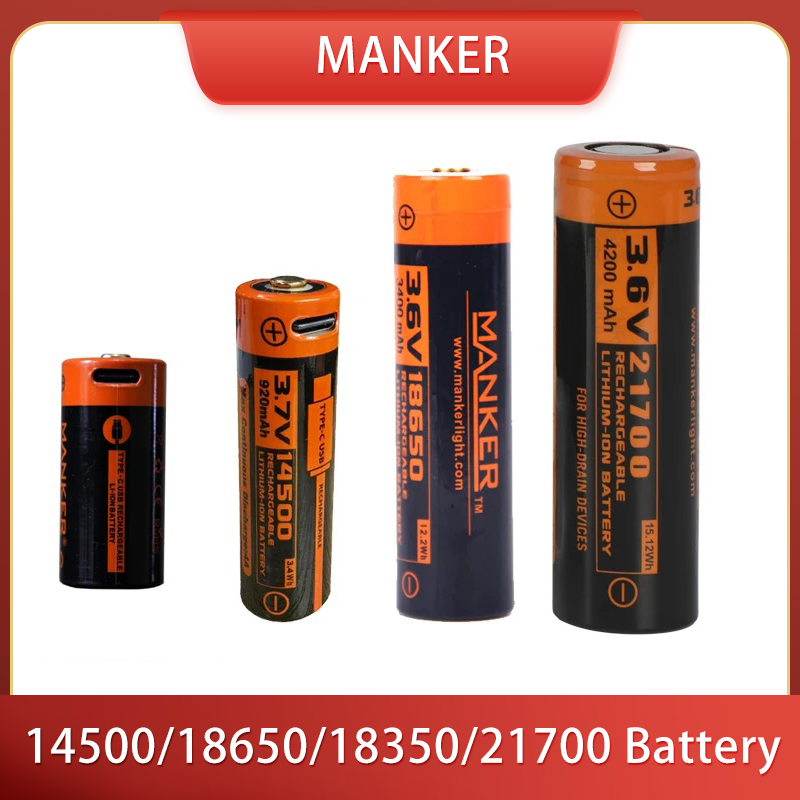 Vape Battery 18650 - Manker 14500/18650/18350/21700 El Feneri için Pil